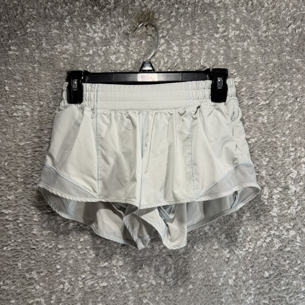 Lululemon Hotty Hot Shorts Zip Pocket Lined Size 6 Faded Blue Sporty 2" Inseam